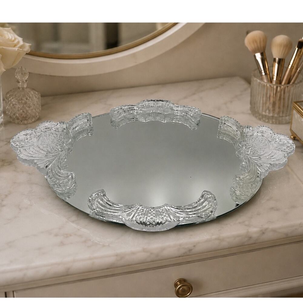 1990's Shannon Crystal by Godinger Mirrored Vanity Tray